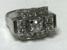 A white gold diamond ring,