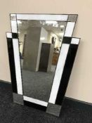 An Art Deco style leaded all glass mirror