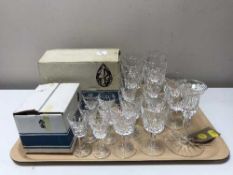 A tray of Waterford Crystal candle holder,