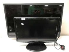 A Toshiba 32 inch LCD tv together with a Sharp 19 inch LCD tv with remote