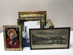 A small collection of gilt framed pictures depicting boats,