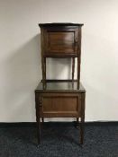 Two Victorian inlaid mahogany pot cupboards
