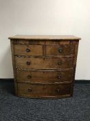 An early Victorian mahogany four drawer bowfronted chest
