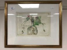 Anton Sulek : Fairies by a bottle, watercolour, 26 cm x 18 cm, framed.