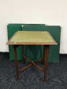 Four assorted baise topped folding card tables