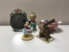 A tray containing two Goebel figurines, Stargazer together with one other,