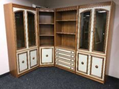 A late twentieth century four section corner bookcase