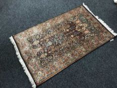 A Kashmir silk piled prayer rug,