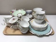 A tray of Harrowby and Gladstone bone china tea service together with a part Royal Wessex china tea