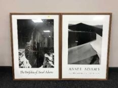 Two framed monochrome Ansell Adams portfolio posters