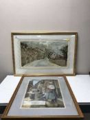 After Joseph Pighills : A terraced urban street, reproduction in colours, signed in pencil ,