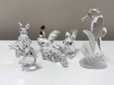 Six Swarovski figures - Sea horse,