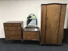 A walnut Queen Anne style bedroom suite