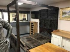 An impressive seventeenth century carved oak tester bed, dated 1672,