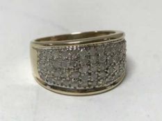 A 9ct gold diamond bombay style half eternity ring, 5.9g.