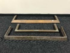 Three antique copper fire curbs