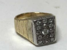 A Gentleman's 18ct gold and platinum set old cut diamond ring, approximately 0.85ct, 17.3g.