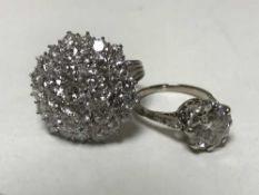 Two important diamond rings - An old European cut diamond solitaire ring, 3.77ct, measurements 10.