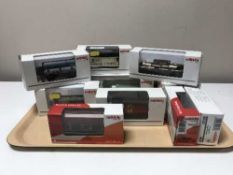 Fourteen Marklin wagons and trailers , 48283, 46039, 4432, 46364, 46601, 47002, 48945, 48114, 46078,