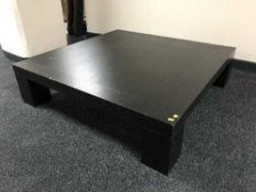A square black ash low coffee table