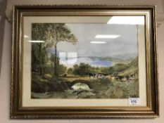 Marie Roche : Derwent water, acrylic, signed, framed.