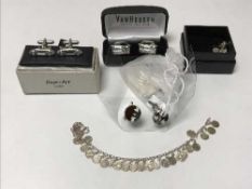 A silver coin bracelet,