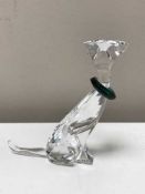 A Swarovski crystal ornament - Cat with green glass collar