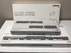 Three Marklin passenger car sets 26537, 28456 and 42767, HO scale all parts boxed.