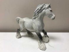 A Beswick figure - Cantering Shire Horse model 975, grey gloss.