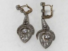 A pair of Victorian belle epoque diamond drop earrings