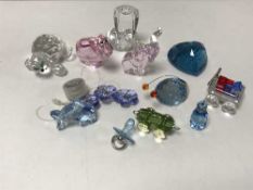 A collection of Swarovski crystal ornaments - Cobra, Dolphin, Elephant,