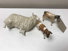 A Beswick figure - Ayshire Calf, model 1249B, gloss (hind-leg broken but present,