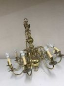 An impressive branch ten branch chandelier