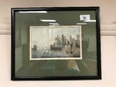 Nineteenth century School : Conway castle, watercolour, initialled H.M, dated 1878, 19 cm x 11.