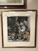 Anton Sulek : Military figures, watercolour, 35 cm x 40 cm, framed.