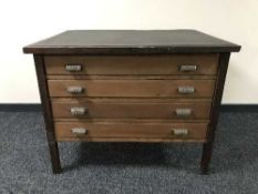 A reclaimed pine four drawer plan chest with 