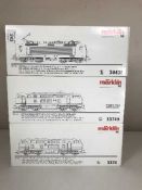 Three Marklin assorted passenger car sets 34431, 3374 and 33745 - H O Scale, all parts boxed.