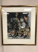 Anton Sulek : Military figures, watercolour, 35 cm x 40 cm, framed.