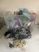A box containing a large quantity of costume and fashion jewellery