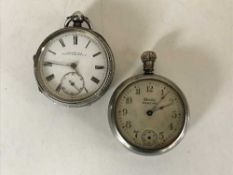 A silver cased pocket watch by Ross & Ross of Berwick upon Tweed and a chrome painted Westclax