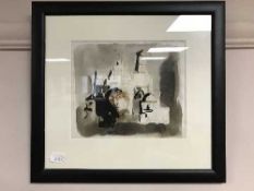 Anton Sulek : A sketch of a cathedral with overpainting, watercolour, 19 cm x 16 cm, framed.