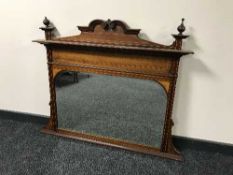 A late Victorian inlaid mahogany overmantel mirror