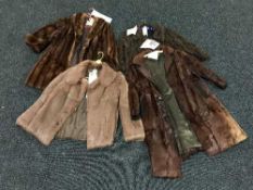 Four various lady's fur coats