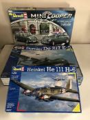Three boxed Revell modelling kits - Mini Cooper,