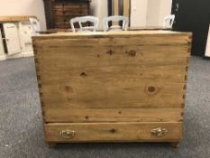 A pine blanket chest fitted a drawer
