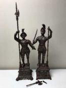 Two metal figures - Cavaliers on plinths (2)