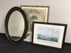 A large oval mirror,
