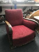 A carved walnut framed armchair