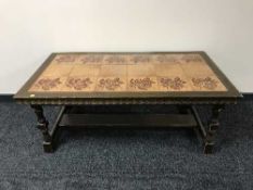 A tiled topped coffee table