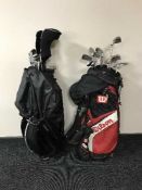 Set of Wilson left handed golf clubs and a Nike golf bag and clubs